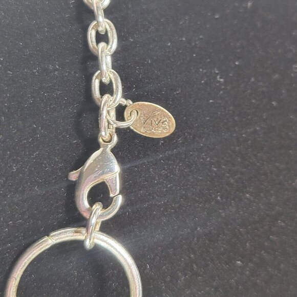 Viva Beads Retro Blue Turtle Floral Clay Beads Silver-Tone Chain 36" Necklace - Picture 6 of 6